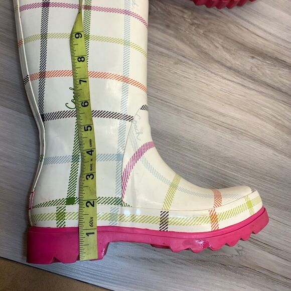 COACH Plaid Rubber Rain Boots Size 6 M Women's multi-colored Paisley A7107 - Picture 12 of 13